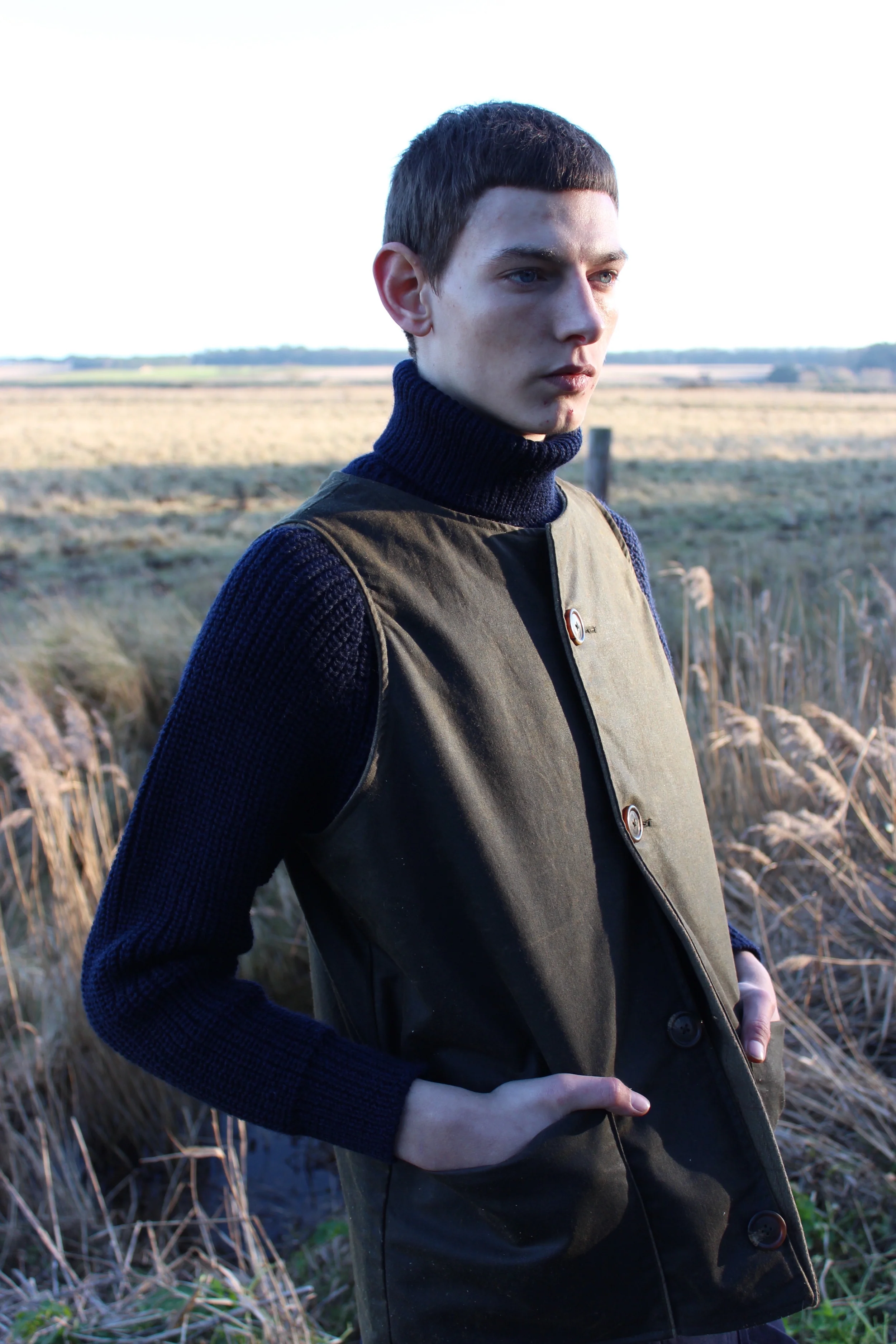 Norfolk Wax Jerkin in Dark Olive - Image 6