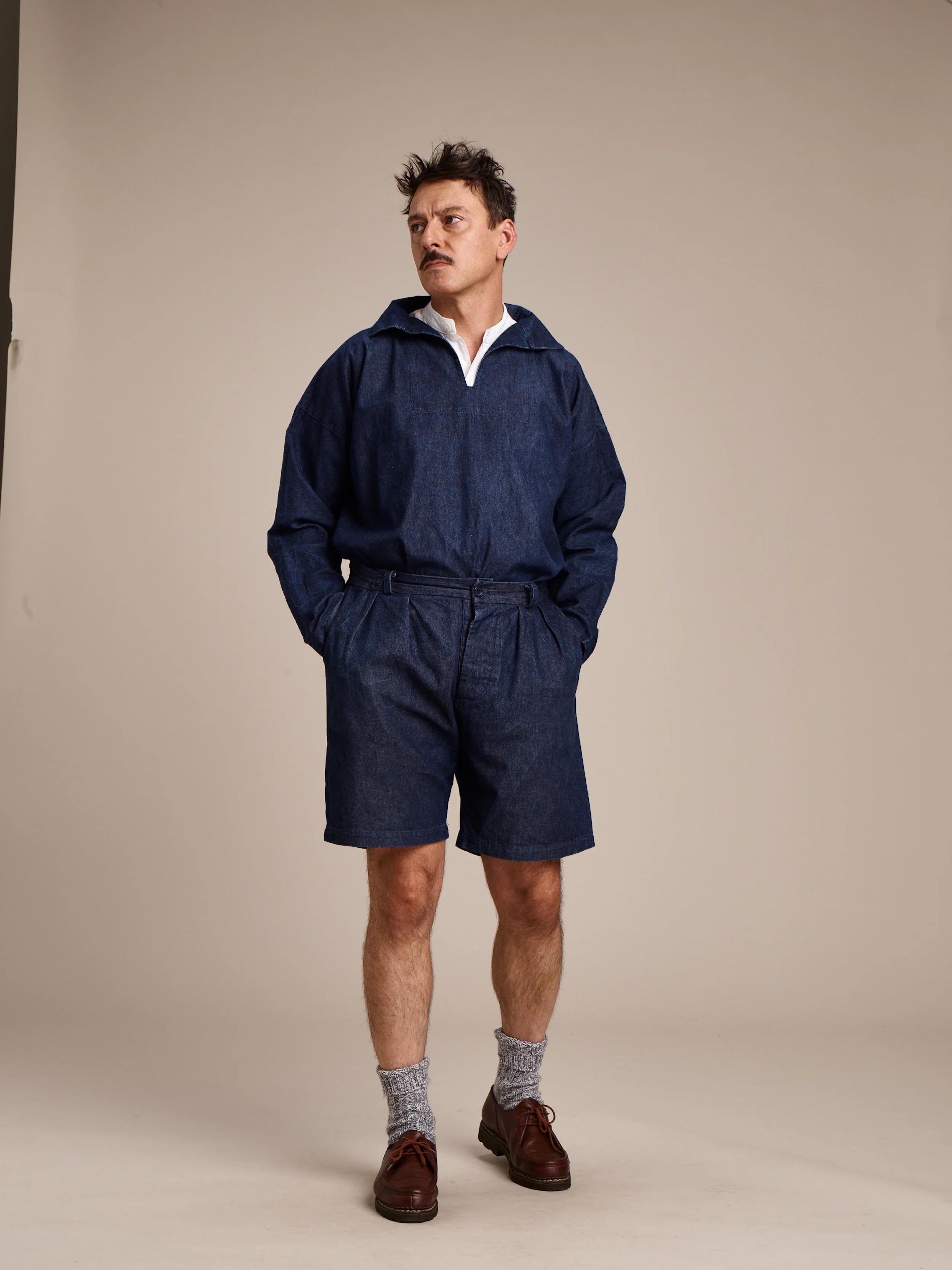 V-Neck Smock in Denim - Image 3