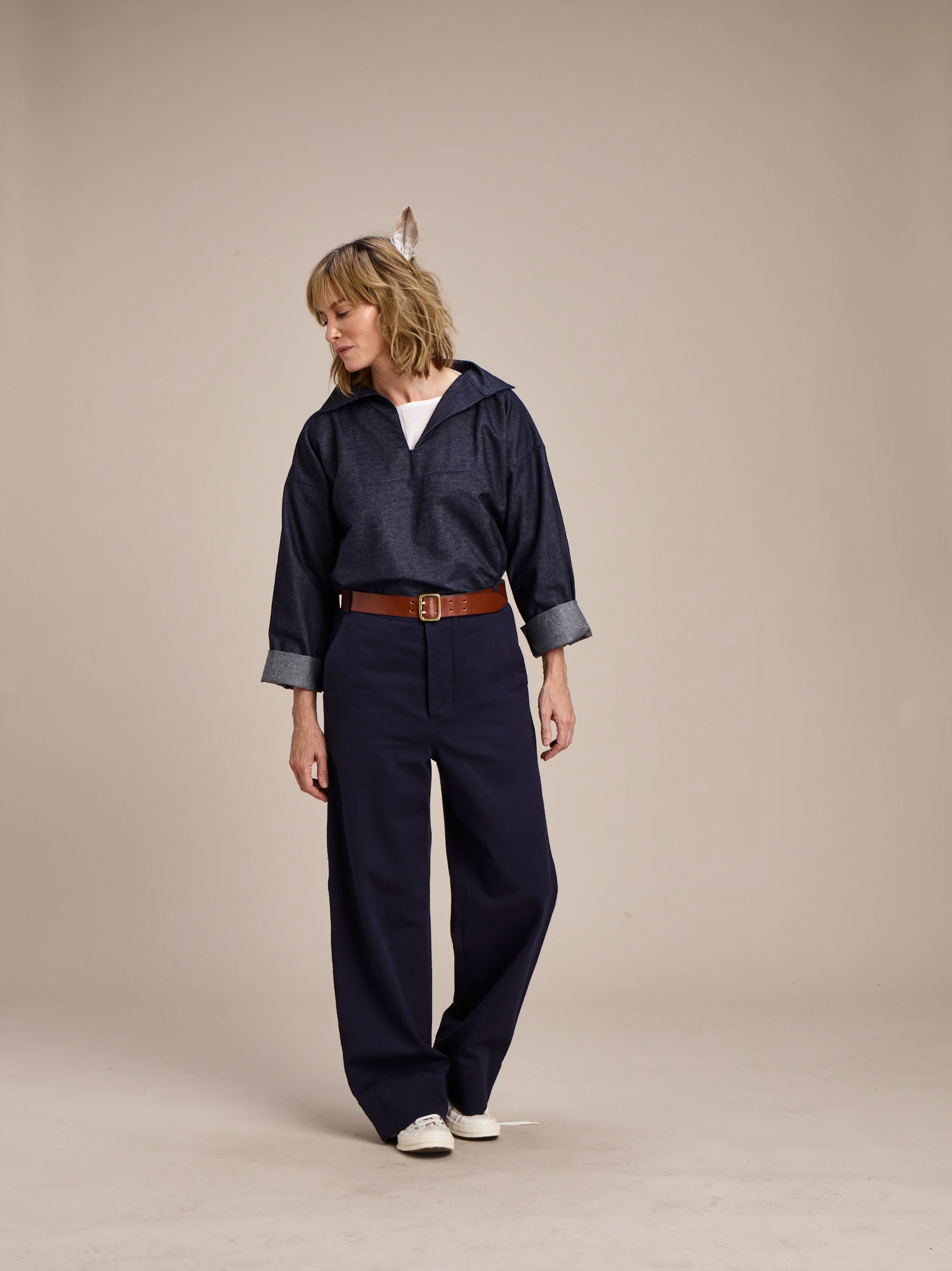 V-Neck Smock in Denim - Image 4