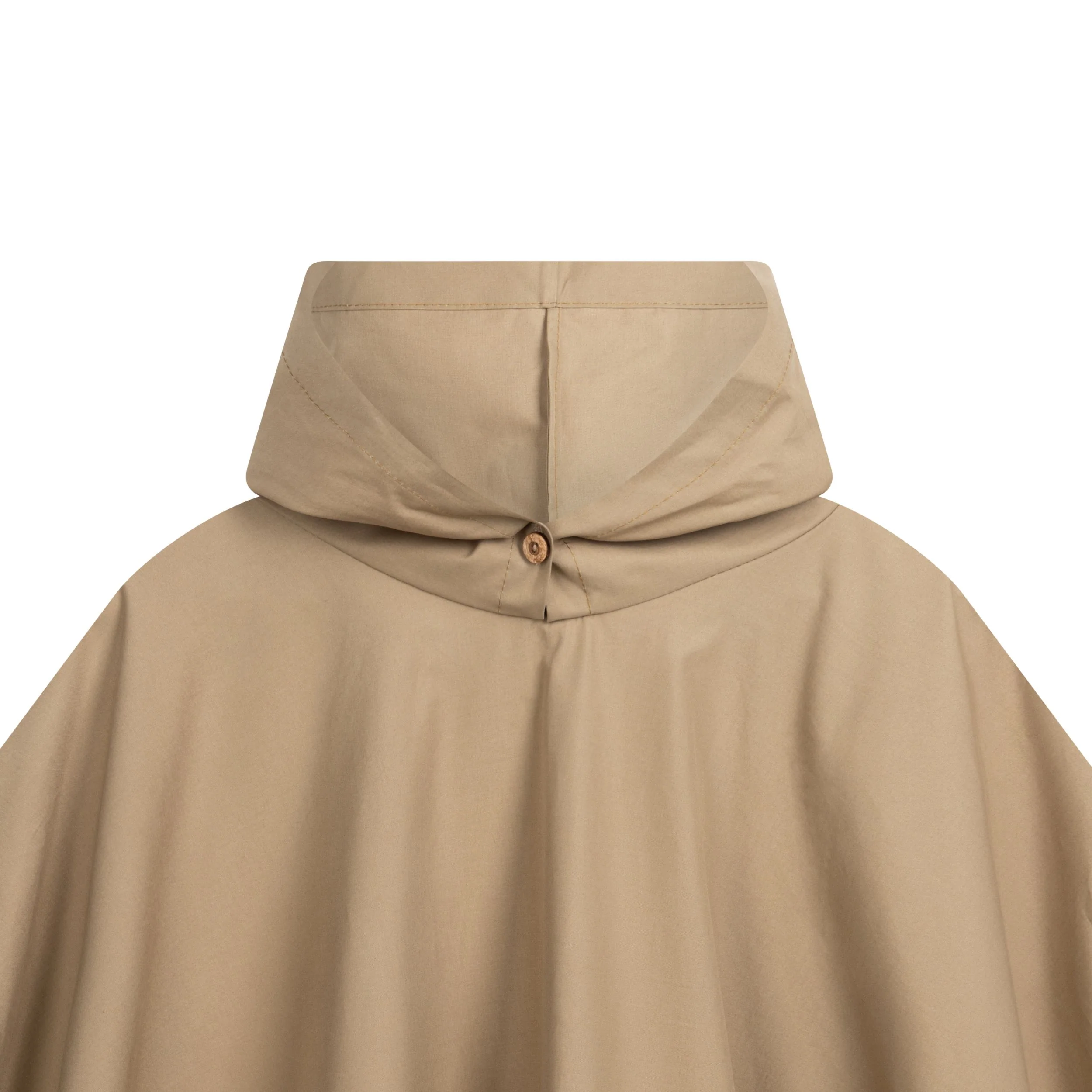 Long Hooded Rain Cape in Tan - Image 3