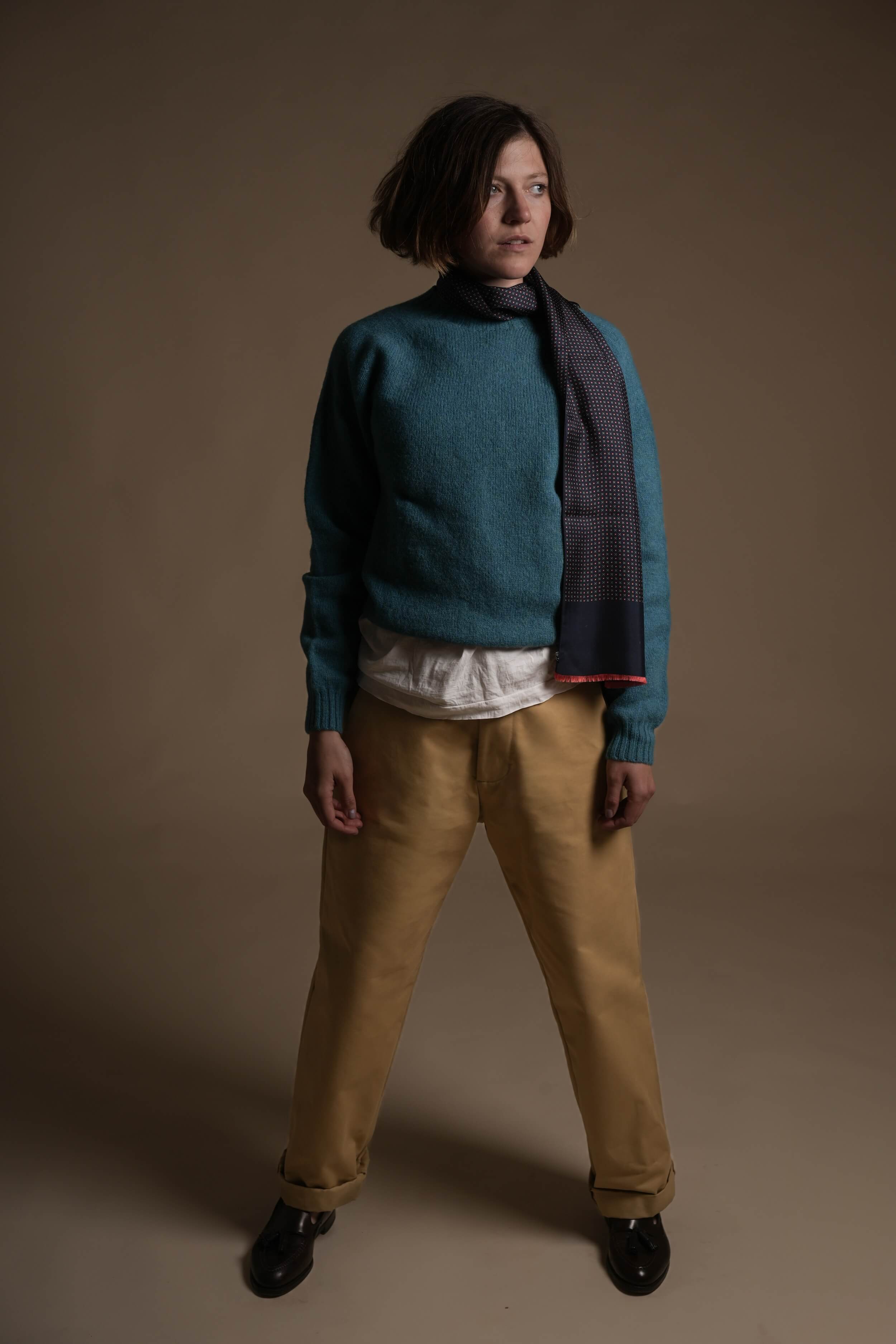 Shetland Lambswool Jumper In Kingfisher - Image 5