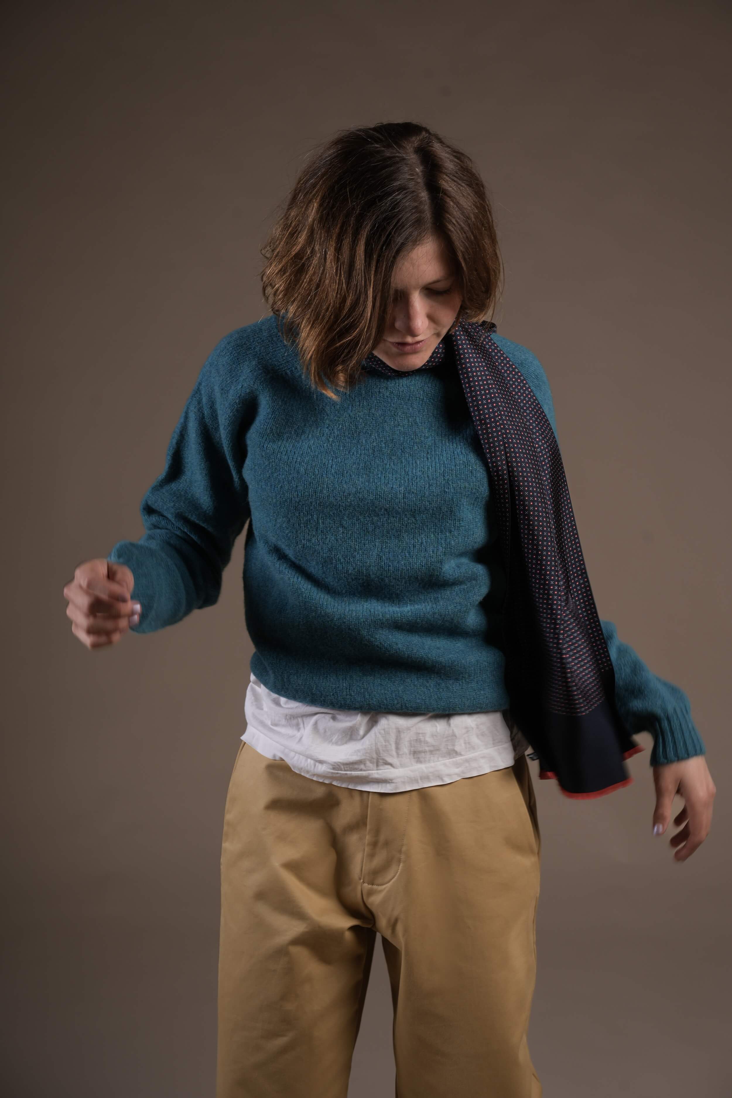 Shetland Lambswool Jumper In Kingfisher - Image 9