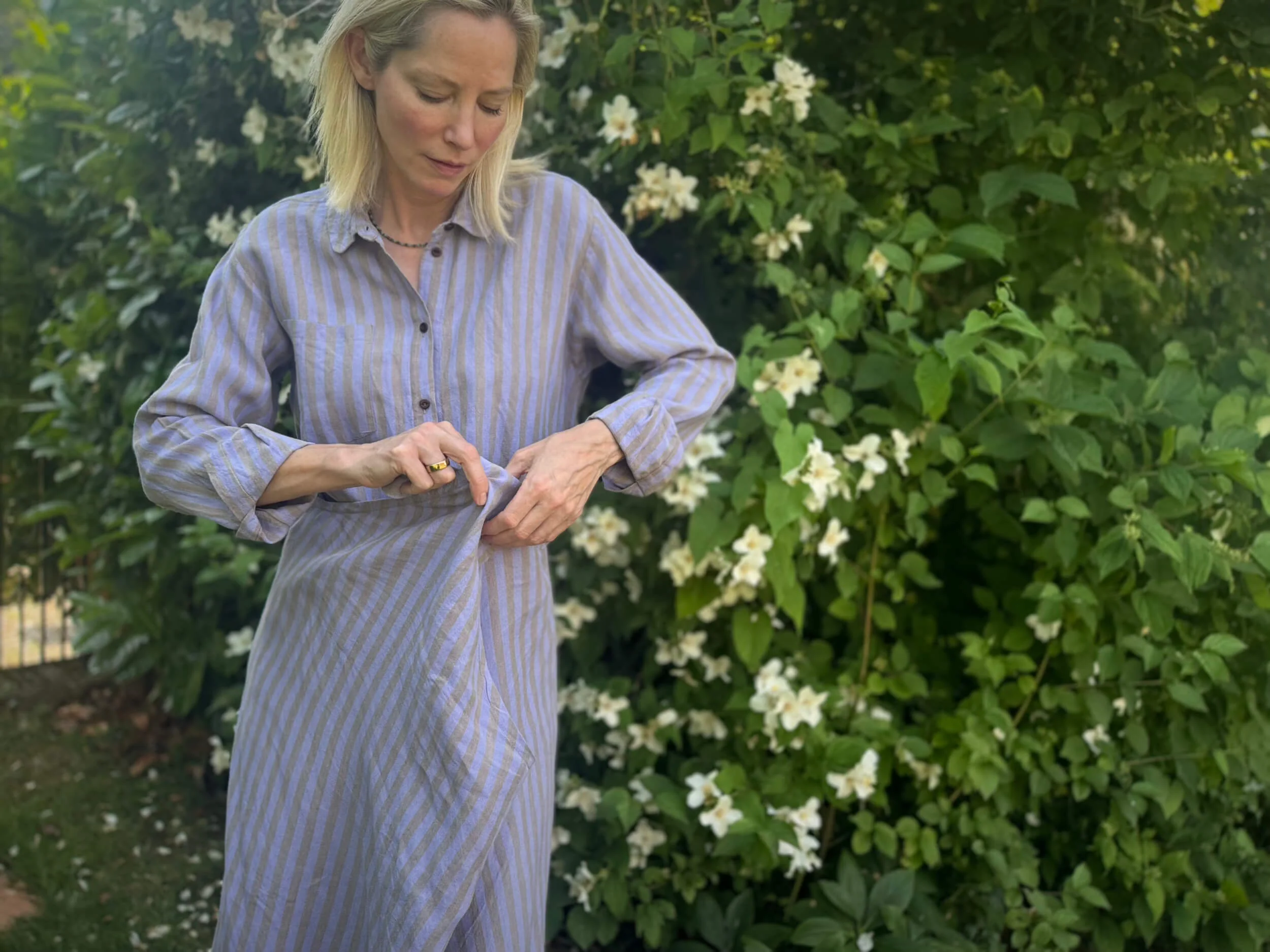 Shirt Wrap Dress In Bluebell Stripe - Image 6