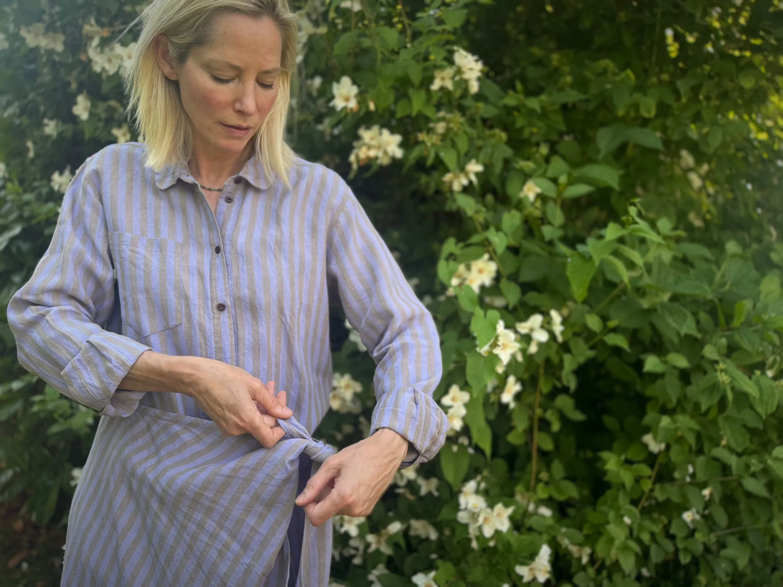 Shirt Wrap Dress In Bluebell Stripe - Image 8